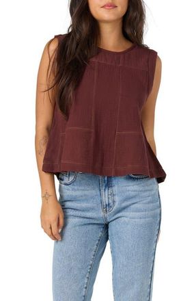 O'Neill Tasia Cotton Gauze Tank in Chocolate at Nordstrom, Size Xx-Large