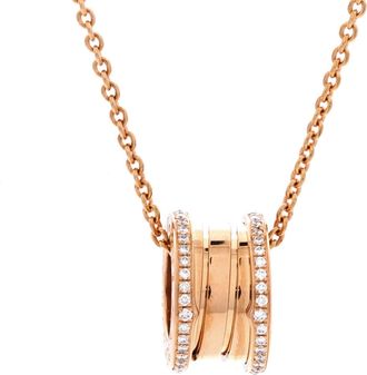 Bulgari B. Zero1 Pendant Necklace 18K Rose Gold with Diamonds