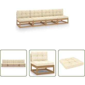 vidaXL Divano esterno - Divano da Giardino a 4 Posti con Cuscini Legno Massello di Pino
