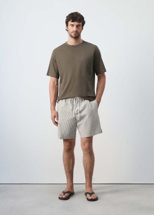 Mango Maglietta 100% cotone lavato marrone medio - Uomo - XXL - MANGO MAN