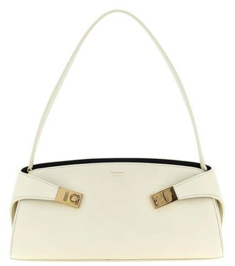 Ferragamo White Hug East-West Large Shoulder Bag