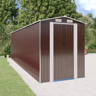 vidaXL Cobertizo Jard&iacute;n Acero Galvanizado Marr&oacute;n Oscuro 192x689x223 Cm Vidaxl