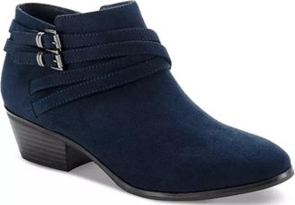 Style & Co. Womens Style & Co Willow Boots Blue Microsuede Almond Toe Booties HAWK2379