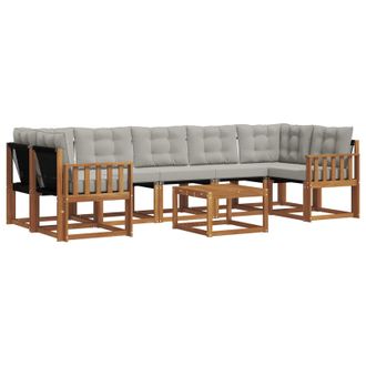 vidaXL Conjunto De Sof&aacute;s De Exterior 8 Pcs Gris Natural Y Claro Vidaxl
