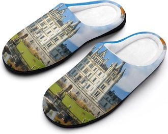 Generic Dunrobin Castle in Scotland Fashion Cotton Slippers for Women Memory Foam House Slippers Non-Slip House Bedroom Shoes