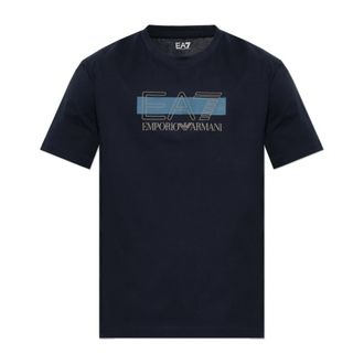 Emporio Armani T-shirt met opgedrukte logo - Heren - T-shirts - Zwart - M - Katoen - Tops