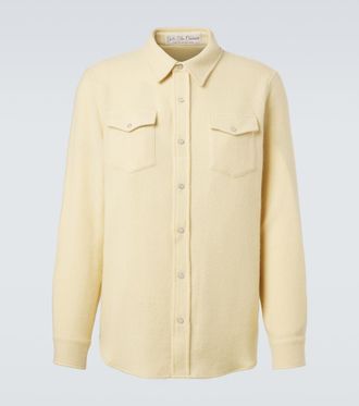 God's True Cashmere Daffodil Solid cashmere shirt with moonstone