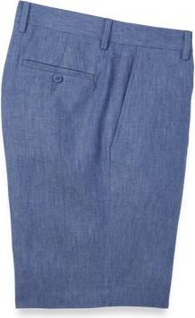 Paul Fredrick Linen Chambray Twill Flat Front Shorts in Blue at Nordstrom, Size 36