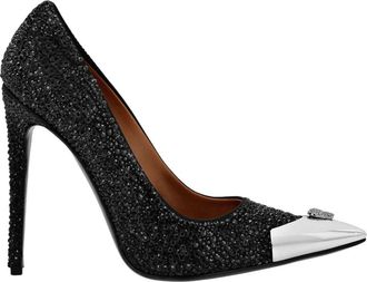 Philipp Plein Schoenen, Dames, Zwart, 39 EU, Leer, Satin Hi-Heels Mix Strass