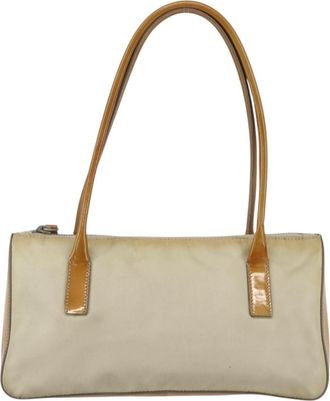 Prada Vintage Handbag Tessuto Beige Nylon Handbag (Pre-Owned)