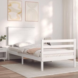 Berkfield Home Bed Frame with Headboard White 90x200 cm Solid Wood