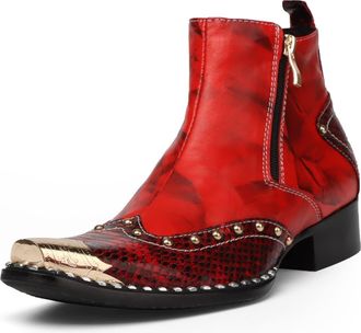 Generic New For Men Ankle Boots Red Boots Snakeskin Captoe Dual Zips Business Holiday Office Party Show For Club Pure Leather The First Layer Of Cowhide Genui