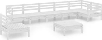 vidaXL 8 Piece Garden Lounge Set Solid Pinewood White vidaXL