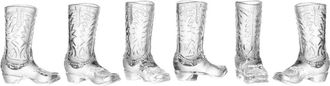 Godinger Set Of 6 Whiskey & Rye Cowboy Boot Shot Glasses