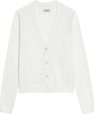 Zadig&Voltaire Manala Cardigan - Dames - Vesten - Wit - M - Katoen - Truien & Vesten