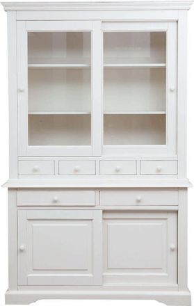 Biscottini International Alacena Country De Madera Maciza De Tilo Acabado Con Efecto Blanco Envejecido 142x50x225 Cm
