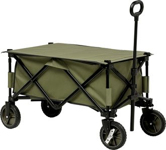 OUTSUNNY Carro De Jard&iacute;n Plegable Con 4 Ruedas, Lona Desmontable, Asa Telesc&oacute;pica, Inclinaci&oacute;n Ajustable Y 5 Bolsas De Almacenamiento