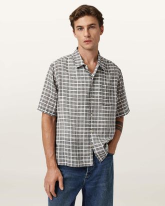 AllSaints Cotton Sandy Short Sleeve Check Shirt, Size: XXL