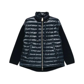 Herno Down Jackets, female, Blue, Size: XL Navy Blue Zip-Up Drawstring Jacket