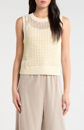 Splendid Camellia Open Knit Sleeveless Sweater in Honeysuckle Beige at Nordstrom, Size X-Large