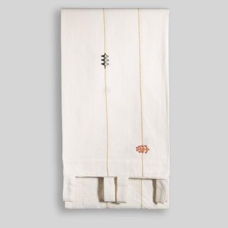 Maisons du monde Cortina de algod&oacute;n blanco roto con flores, 140x250 cm