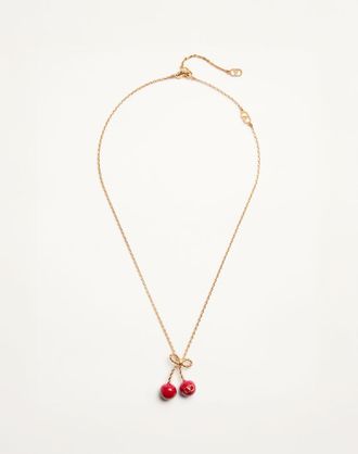 Valentino Garavani Collana Cherryfic In Metallo E Smalto Donna ANTIQUE BRASS/ROSSO UNI