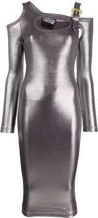 Versace Jeans Couture metallic cut-out dress - women - Elastane/Polyurethane Resin/Polyamide - 40 - Silver