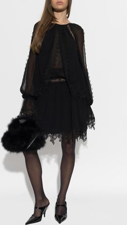 Blumarine Dress With Lace Trim, Womens, Black