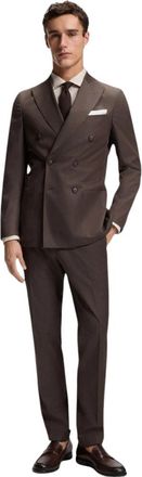 HUGO BOSS Single-Breasted Coats - Heren - Mantel - Bruin - L - Katoen - Jassen