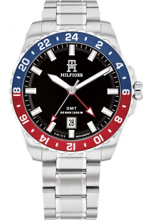 Tommy Hilfiger Th85 Gmt Heren Horloge Zilverkleurig 1792131