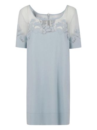 Ermanno Scervino floral-appliqué dress - Blue