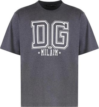 Dolce & Gabbana DG Milaim Graphic T-Shirt - Heren - T-shirts - Grijs - XL - Katoen - Tops
