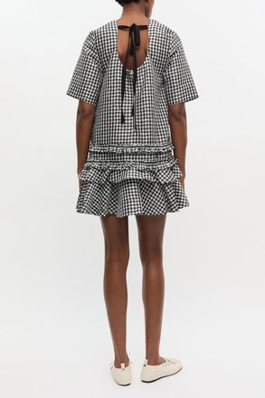 Ganni Crinkled Check Mini Dress - Size 32 Black