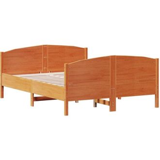 vidaXL Vidaxl - Cama Sin Colch&oacute;n Madera Maciza De Pino Marr&oacute;n Cera 140x190 Cm