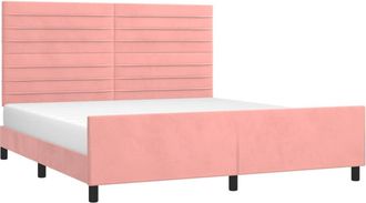 vidaXL Estructura De Cama Con Cabecero De Terciopelo Rosa 180x200 Cm Vidaxl