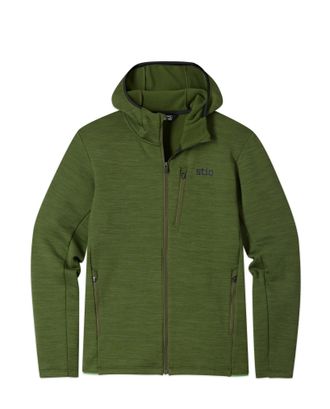 Stio | Mens Glide Power Stretch Full Zip Hoodie, Size Extra Large in Pine Forest Heather