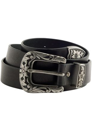 Levi's Lederg&uuml;rtel LEVIS GO WEST BELT, Damen, Gr. 105, schwarz (caviar), Rindsleder, G&uuml;rtel Lederg&uuml;rtel, mit Blumenrelief