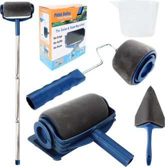 OEM Juego De 6 Rodillos Para Pintar Paredes Con Dep&oacute;sito, Mango Telesc&oacute;pico, Rodillo Para Bordes Y Esquinas, Adecuado Para Oficinas, Hogares, Escuelas, Te