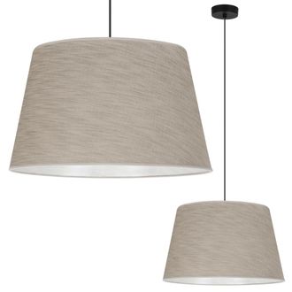 OEM L&aacute;mpara Colgante, Cono De Lino, Negro, 1 Plana, Pantalla Beige L05 44cm