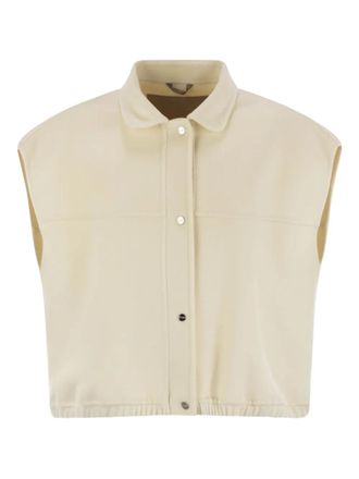 Herno Wollen gilet met drukknoop - Beige