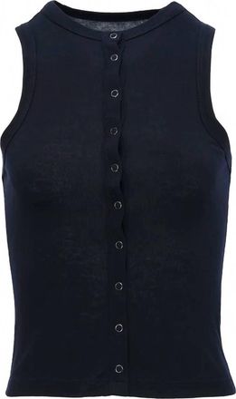 Aya Muse Womens Button-Up Tank In Navy