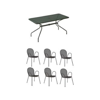 Emu Tavolo Per Esterno Cambi 160 x 80 Cm Con 6 Sedia PoltronaRonda Ferro Antico Fantasia 22