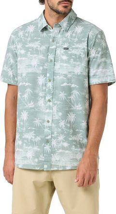 O'Neill Relaxed Fit Short Sleeve Performance Slub Button-Up Shirt in Seagrass at Nordstrom, Size Xx-Large