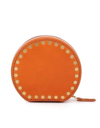 OLD TREND Round Genuine Leather Travel Jewelry Box in Caramel at Nordstrom