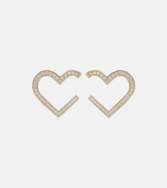 Sydney Evan Heart 14kt gold hoop earrings with diamonds