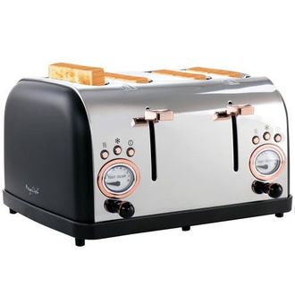 MegaChef 4 Slice Wide Slot Toaster with Variable Browning in Black and Rose Gold at Nordstrom