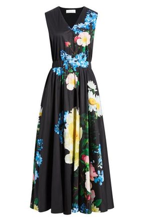 Elie Tahari The Athena Moon Flower Sleeveless A-Line Dress in Moon Flower Print at Nordstrom, Size X-Small