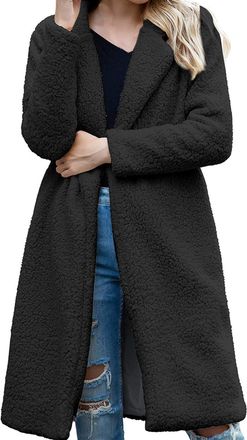 Generic Jacket Womens Long Fluffy Jacket Ladies Coats for Women Warm Fleece Jacket Jackets for Women Lady Fleece Jacket Winter Coats Casual Lapel Long Sleeve 