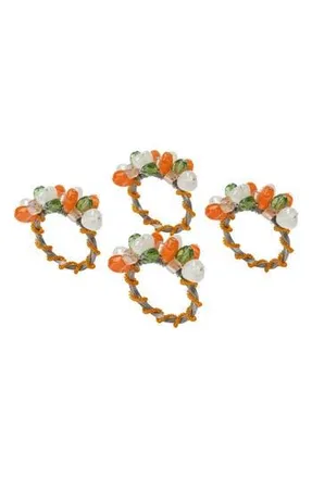 Tiramisu Artisan Agate Set of 4 Citrus Cluster Napkin Rings in Orange/Green at Nordstrom Rack