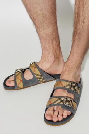 Burberry Urchin Slides, Mens, Grey